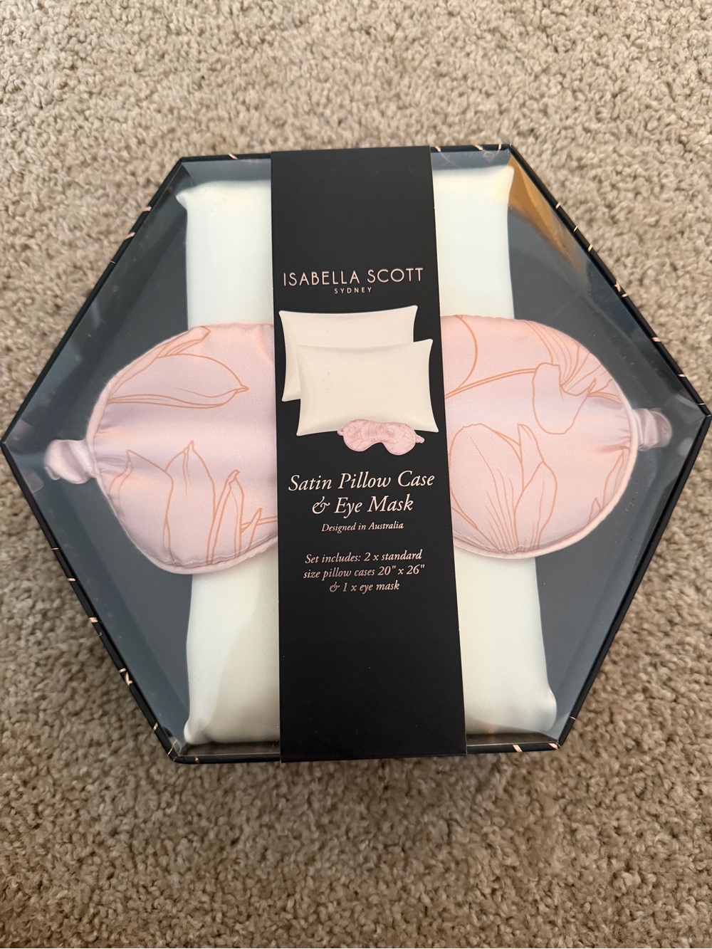 Satin Pillow Case & Eye Mask Set - Pink